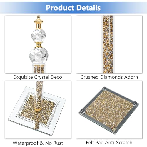 Hebaogugu Gold Paper Towel Holder, Bling Crystal Paper Towel Roll Holder, Decorative Standing Paper Towel Holder for Kitchen Countertops Bathroom, Paper Towel Dispenser with Weighted Base (Square/Gold-A) - Image 3
