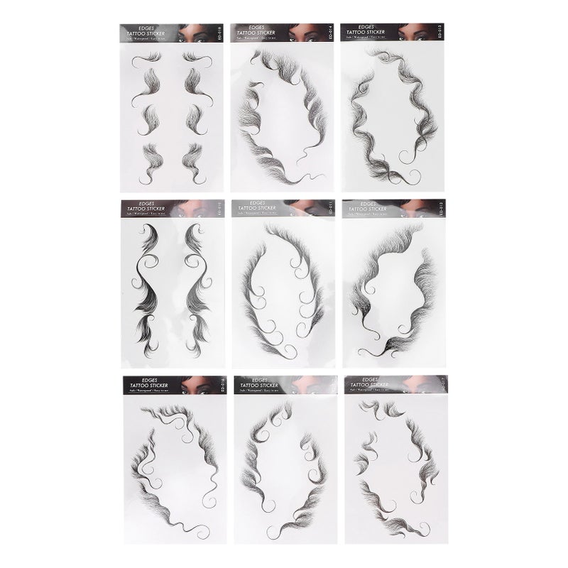 Hair Tattoo Sticker Hair Salon DIY Hairstyling Hair Stickers Fake Hairline Sticker 9pcs/Set - Image 1