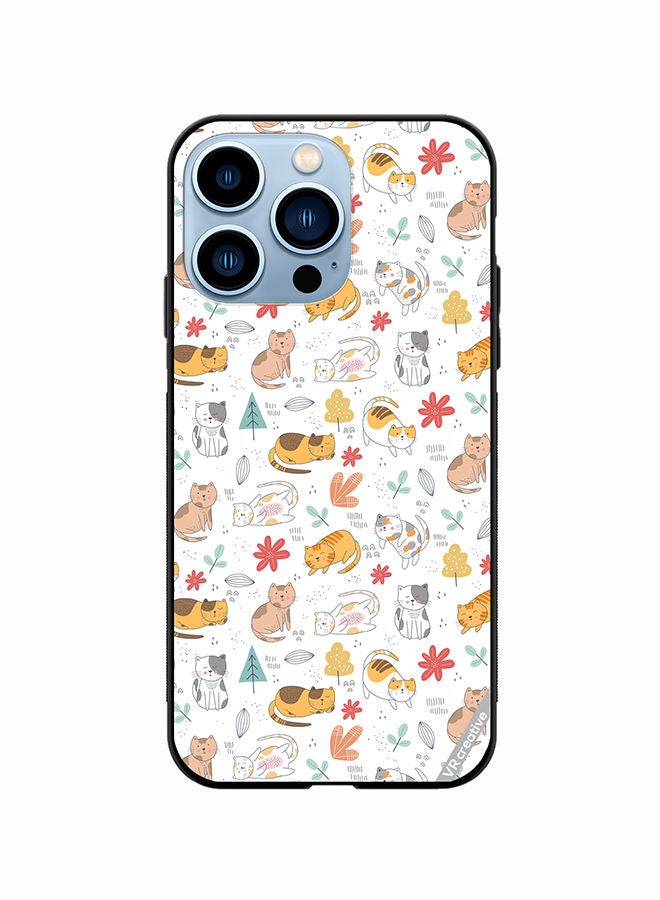 VR CREATIVE Protective Case Cover For Apple iPhone 13 Pro Chilling Cat Pattern Design Multicolour - Image 1