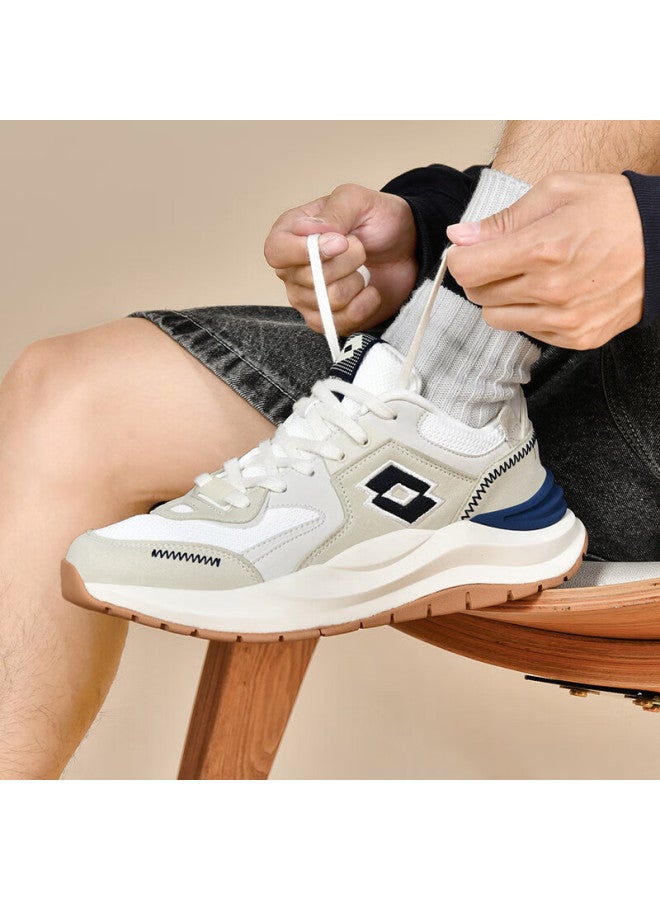 LOTTO Letu Men's Sports Shoes, Spring Mesh Breathable Running Shoes, Retro Casual Dad Shoes 8802, Beige/navy Blue, Size 39 - Image 1