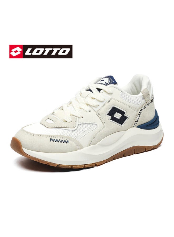 LOTTO Letu Men's Sports Shoes, Spring Mesh Breathable Running Shoes, Retro Casual Dad Shoes 8802, Beige/navy Blue, Size 39 - Image 4