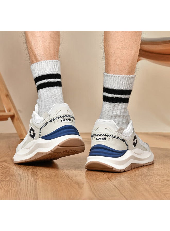 LOTTO Letu Men's Sports Shoes, Spring Mesh Breathable Running Shoes, Retro Casual Dad Shoes 8802, Beige/navy Blue, Size 39 - Image 3