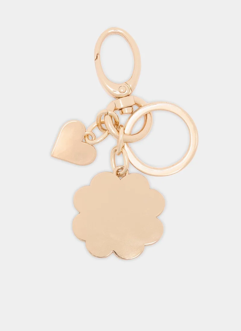 Liu Jo Keyring with animal-print four-leaf clover