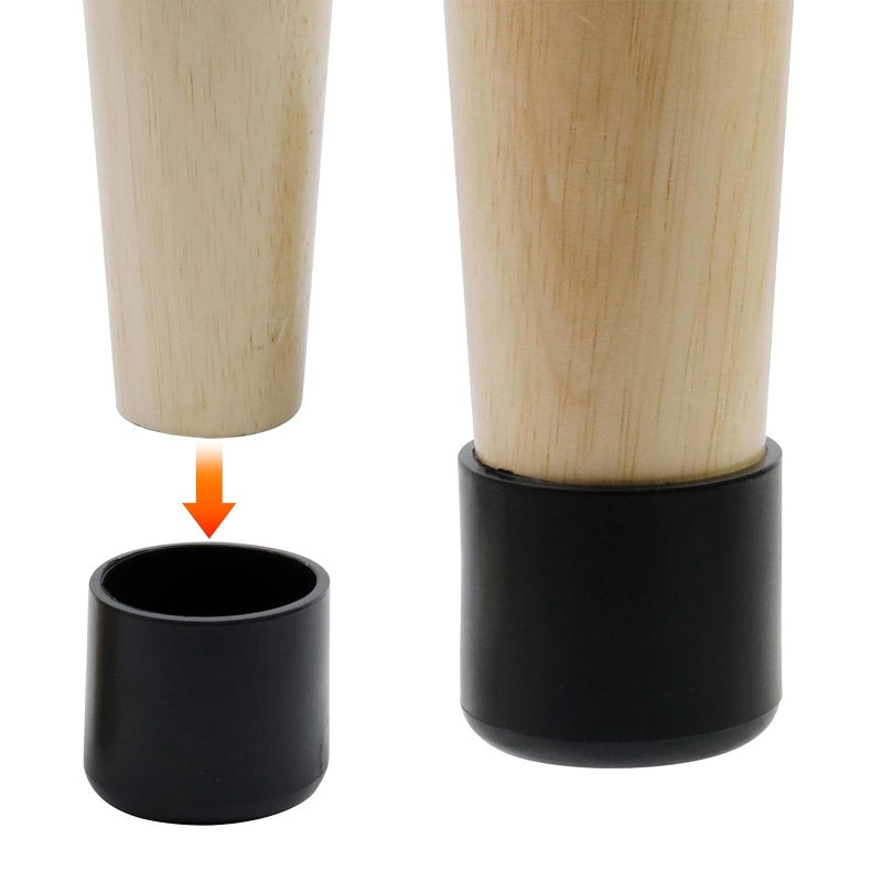 Antrader 32pcs Round Shape PVC Rubber Covers Furniture Foot Table Chair Leg End Cap Cover Tip Protectors Black,1-Inches - Image 4
