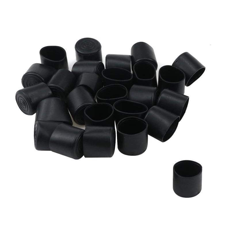 Antrader 32pcs Round Shape PVC Rubber Covers Furniture Foot Table Chair Leg End Cap Cover Tip Protectors Black,1-Inches - Image 1