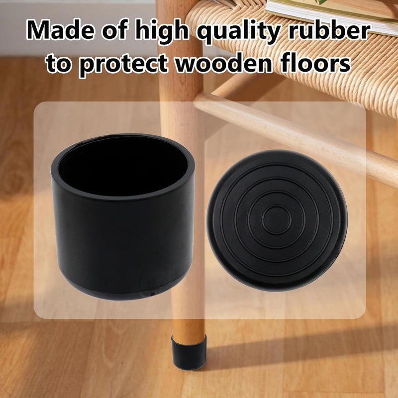 Antrader 32pcs Round Shape PVC Rubber Covers Furniture Foot Table Chair Leg End Cap Cover Tip Protectors Black,1-Inches - Image 3
