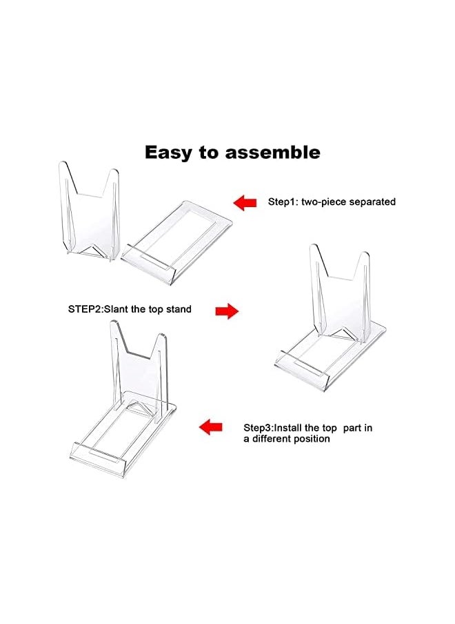 The Bros Acrylic Plate Stands Plastic Display Holders Picture Plate Holders Clear Business Card Holder Stands to Display Pictures or Plate for Home Office Supplies Festival Party Decoration 10Pcs  - Image 4