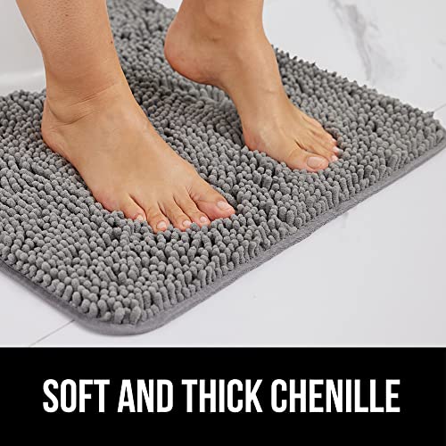 GORILLA GRIP Bath Rug Mat 60x24, Thick Soft Absorbent Chenille, Quick Dry Microfiber Mats, Rubber Backing Washable Shower Floor Rugs, Bathmat Runner, US Designed Bathroom Home Decor Accessories Grey - Image 3