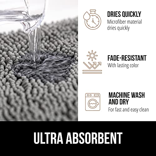 GORILLA GRIP Bath Rug Mat 60x24, Thick Soft Absorbent Chenille, Quick Dry Microfiber Mats, Rubber Backing Washable Shower Floor Rugs, Bathmat Runner, US Designed Bathroom Home Decor Accessories Grey - Image 4