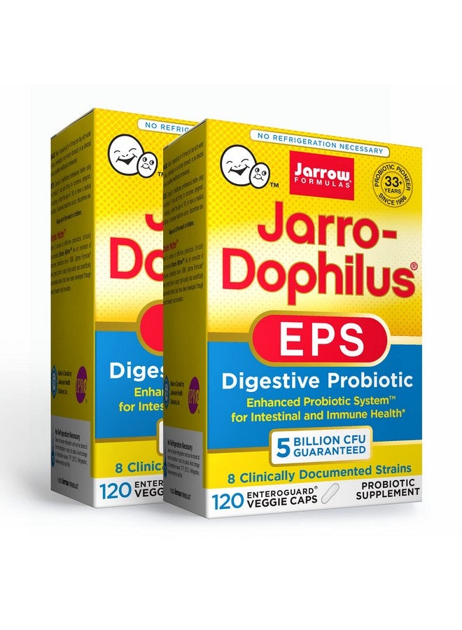 Jarrow Formulas Jarro-Dophilus EPS - 5 Billion Organisms Per Serving - 120 Enteric Coated Veggie Caps, Multi-Strain Probiotic - Intestinal & Immune Health, 120 Count (Pack of 2) - Image 1