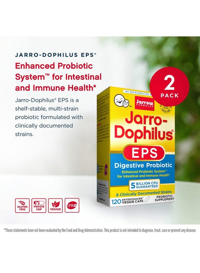 Jarrow Formulas Jarro-Dophilus EPS - 5 Billion Organisms Per Serving - 120 Enteric Coated Veggie Caps, Multi-Strain Probiotic - Intestinal & Immune Health, 120 Count (Pack of 2) - Image 3