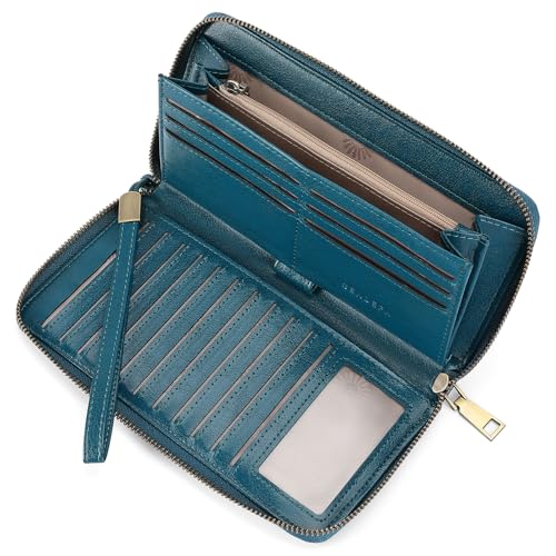 SENDEFN Leather Women's Wallets RFID Blocking Zip Around Large Capacity Long Credit Card Holder Wallet - Image 1