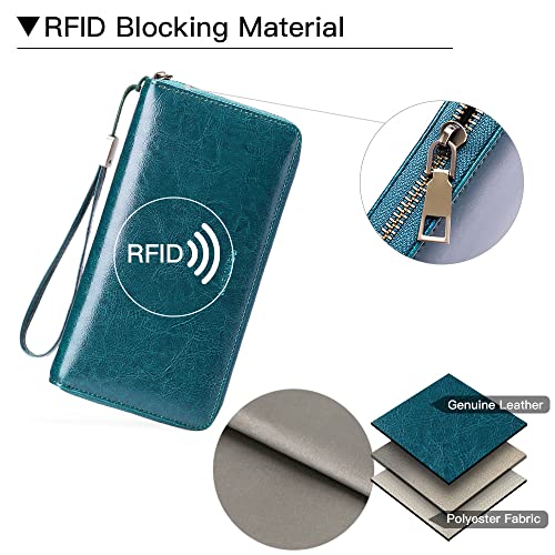 SENDEFN Leather Women's Wallets RFID Blocking Zip Around Large Capacity Long Credit Card Holder Wallet - Image 4