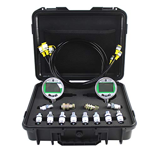 SINOCMP Digital Pressure Gauge Kit with 2 80MPA/12000PSI Pressure Gauges 3 Test Hoses and 12 Couplings Hydraulic Gas Water Pressure Test Kit with Backlight, 1 Year Warranty - Image 1