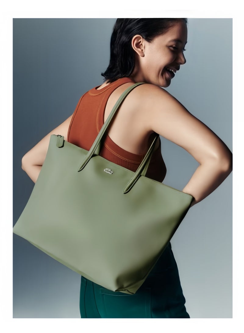 Lacoste Women's L12.12 Concept Fashion Versatile Large Capacity Large Size Zipper Handheld Shoulder Bag Tote Bag Large Green 45cm * 30cm * 12cm - Image 1
