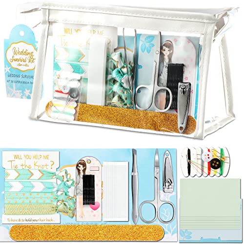 Chumia 132 Pieces Wedding Survival Kit Bridal Mini Emergency Kit Bridal Party Proposal Gifts for Women with Makeup Bags Floral Wedding Bride Emergency Supplies(Starfish Style) - Image 1