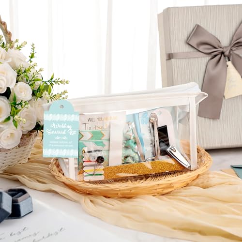 Chumia 132 Pieces Wedding Survival Kit Bridal Mini Emergency Kit Bridal Party Proposal Gifts for Women with Makeup Bags Floral Wedding Bride Emergency Supplies(Starfish Style) - Image 4
