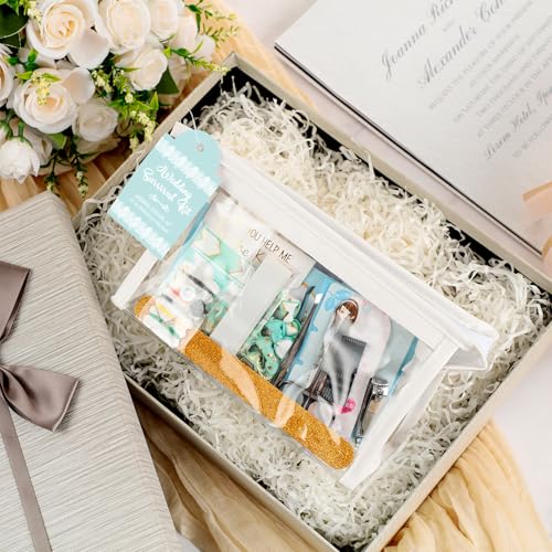 Chumia 132 Pieces Wedding Survival Kit Bridal Mini Emergency Kit Bridal Party Proposal Gifts for Women with Makeup Bags Floral Wedding Bride Emergency Supplies(Starfish Style) - Image 5