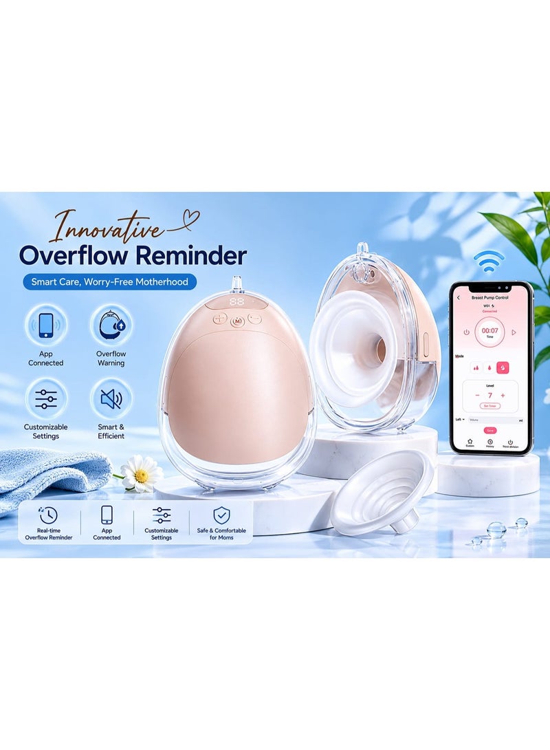 Smart Wearable Electric Breast Pump W08 – Hands-Free, App Control, 4 Modes & 12 Levels, Overflow Protection, Rechargeable Portable Milk Pump (200ml, BPA-Free) - Image 1