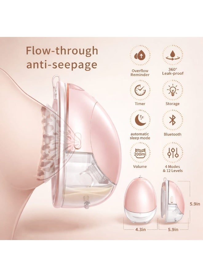 Smart Wearable Electric Breast Pump W08 – Hands-Free, App Control, 4 Modes & 12 Levels, Overflow Protection, Rechargeable Portable Milk Pump (200ml, BPA-Free) - Image 3
