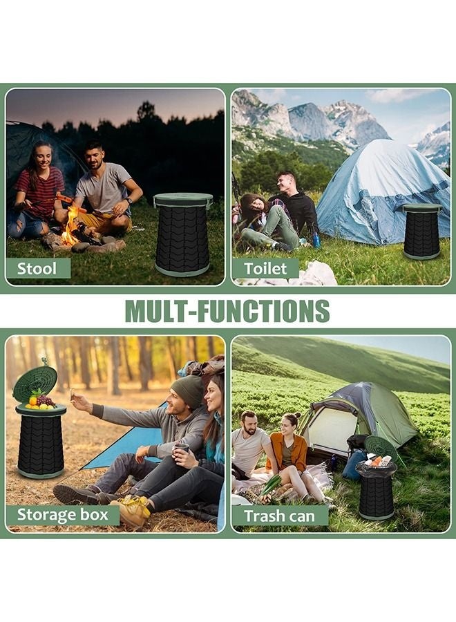 Arabest مرحاض محمول للتخييم مرحاض سفر قابل للسحب مرحاض محمول للبالغين والأطفال مرحاض تخييم قابل للطي وقابل للانهيار قابل للتعديل في الارتفاع للسيارة، التخييم، المشي، الصيد، القارب، الرحلات الطويلة (أخضر عسكري) - Image 4