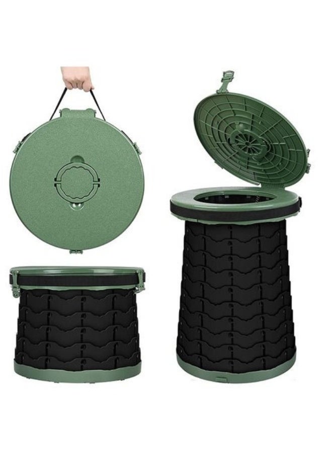 Arabest مرحاض محمول للتخييم مرحاض سفر قابل للسحب مرحاض محمول للبالغين والأطفال مرحاض تخييم قابل للطي وقابل للانهيار قابل للتعديل في الارتفاع للسيارة، التخييم، المشي، الصيد، القارب، الرحلات الطويلة (أخضر عسكري) - Image 1