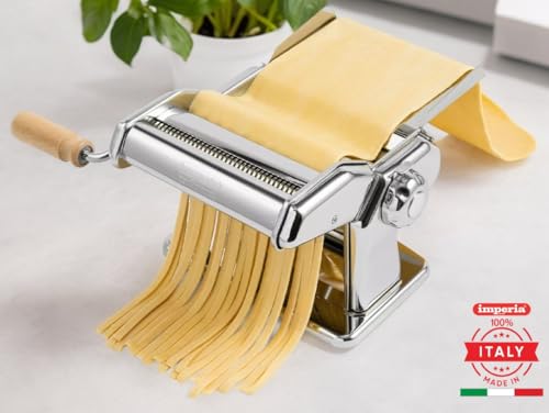 Imperia Pasta Maker Machine 100 Made in Italy Heavy Duty Steel Construction Easy Lock Dial Wood Grip Handle Cleaning Brush Fresh Homemade Italian Spaghetti Fettuccine or Lasagna Classic Line - Image 3