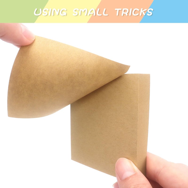OSBOO Sticky Notes 3x3 Self-Stick Notes Pads with 6 Bright Colors, Easy to Post for Office, School, Home, 6 Pads/Pack, 100 Sheets/Pad(Kraft Paper) - Image 4