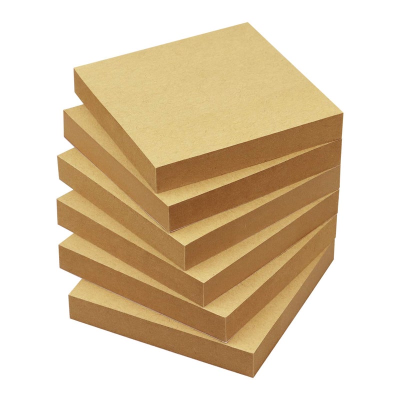 OSBOO Sticky Notes 3x3 Self-Stick Notes Pads with 6 Bright Colors, Easy to Post for Office, School, Home, 6 Pads/Pack, 100 Sheets/Pad(Kraft Paper) - Image 1