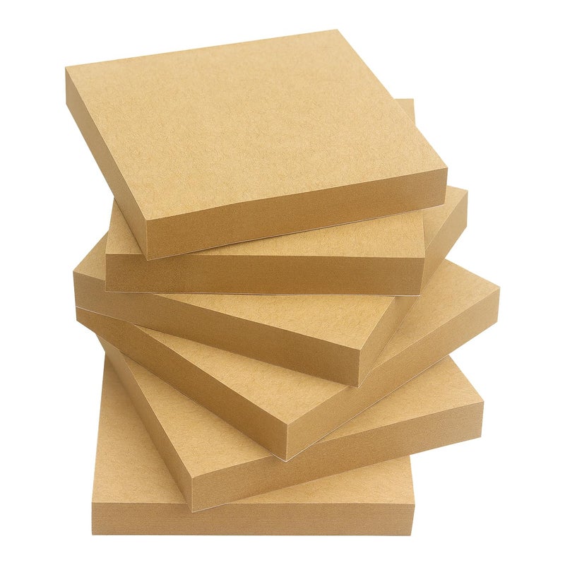OSBOO Sticky Notes 3x3 Self-Stick Notes Pads with 6 Bright Colors, Easy to Post for Office, School, Home, 6 Pads/Pack, 100 Sheets/Pad(Kraft Paper) - Image 2