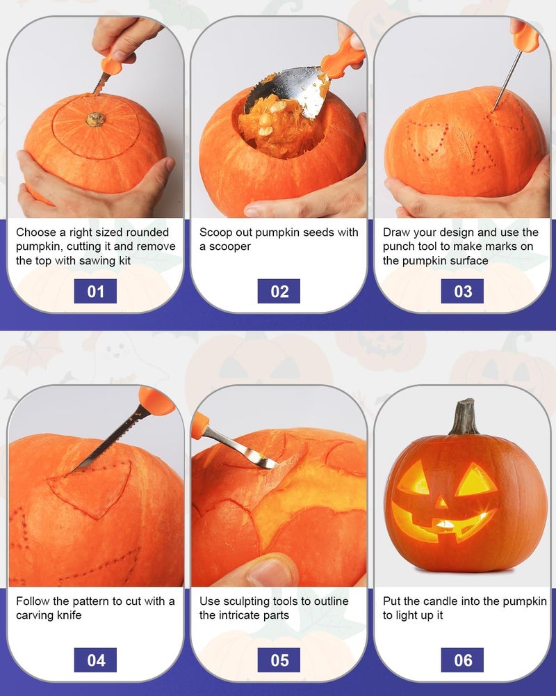 Luditek Pumpkin Carving Kit, 11 Pieces Halloween Jack-O-Lanterns Professional Stainless Steel Pumpkin Carving Tools, Pumpkin Cutting Supplies Tool Kit Halloween Gifts for Adults Kids - Image 4