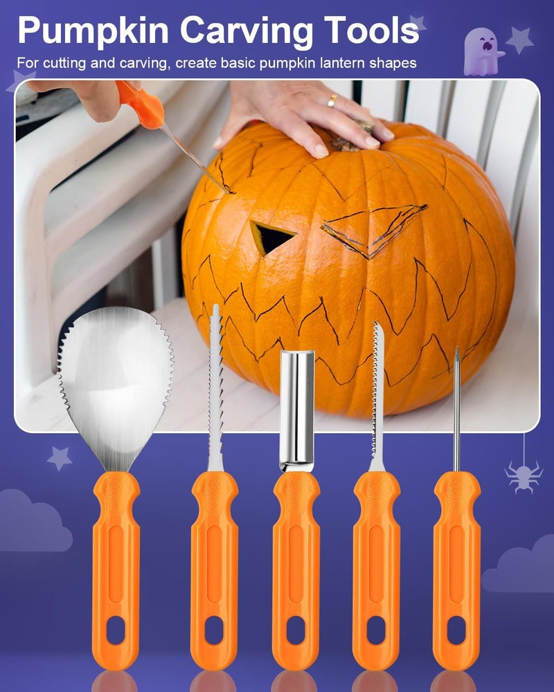 Luditek Pumpkin Carving Kit, 11 Pieces Halloween Jack-O-Lanterns Professional Stainless Steel Pumpkin Carving Tools, Pumpkin Cutting Supplies Tool Kit Halloween Gifts for Adults Kids - Image 2