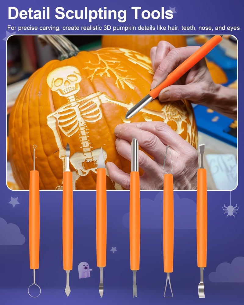 Luditek Pumpkin Carving Kit, 11 Pieces Halloween Jack-O-Lanterns Professional Stainless Steel Pumpkin Carving Tools, Pumpkin Cutting Supplies Tool Kit Halloween Gifts for Adults Kids - Image 3