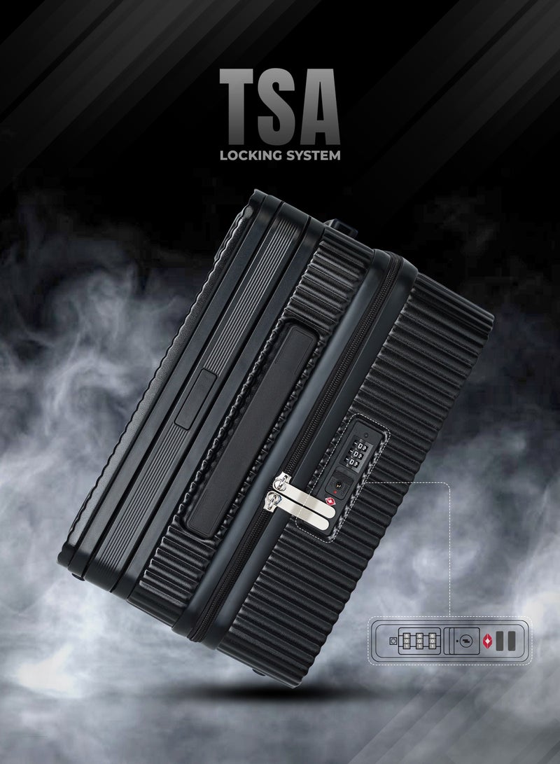 بارا جون حقيبة سفر بعجلات دوارة بمقبض عريض ثلاثية بريميوم مع قفل  مقاس  بوصة أسود - Image 5