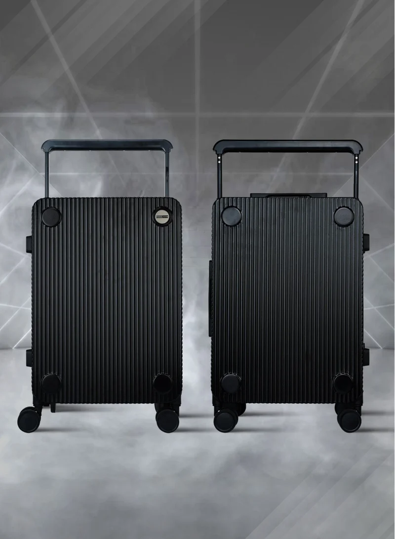 PARAJOHN Trio Premium Wide Handle Spinner Carry On Luggage Trolley with TSA Lock 20 Inch Black