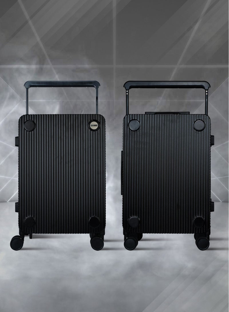 بارا جون حقيبة سفر بعجلات دوارة بمقبض عريض ثلاثية بريميوم مع قفل  مقاس  بوصة أسود - Image 2