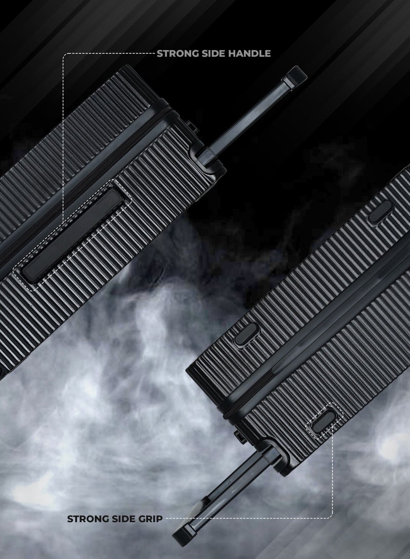 بارا جون حقيبة سفر بعجلات دوارة بمقبض عريض ثلاثية بريميوم مع قفل  مقاس  بوصة أسود - Image 4