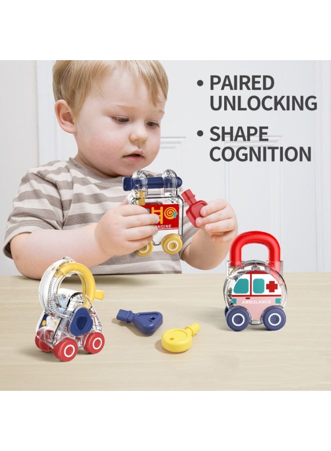 هالامودو مونتسوري قفل ولعبة مفتاح التعليم المبكر، مجموعة قفل مفتاح التطابق الشكل، لعبة تعليم الأطفال قفل السيارة، لعبة فتح طفل تعليمية، هدية للبنين والبنات، 14.2*7.7*10.1 سم - Image 2