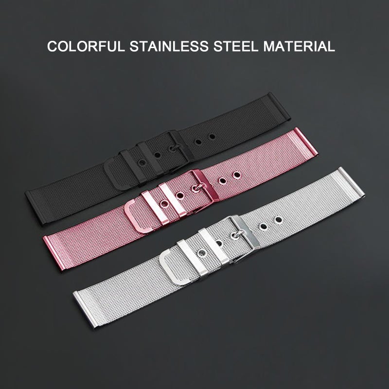 22mm Stainless Steel Watch Bands Quick Release Mesh Strap Replacement Metal Wristband with Belt Buckle Sport Bracelet Watchband Compatible with 22mm Smart/Traditional Watch - Image 2