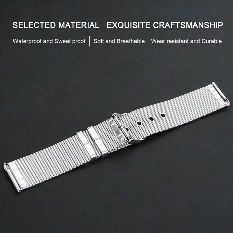 22mm Stainless Steel Watch Bands Quick Release Mesh Strap Replacement Metal Wristband with Belt Buckle Sport Bracelet Watchband Compatible with 22mm Smart/Traditional Watch - Image 3