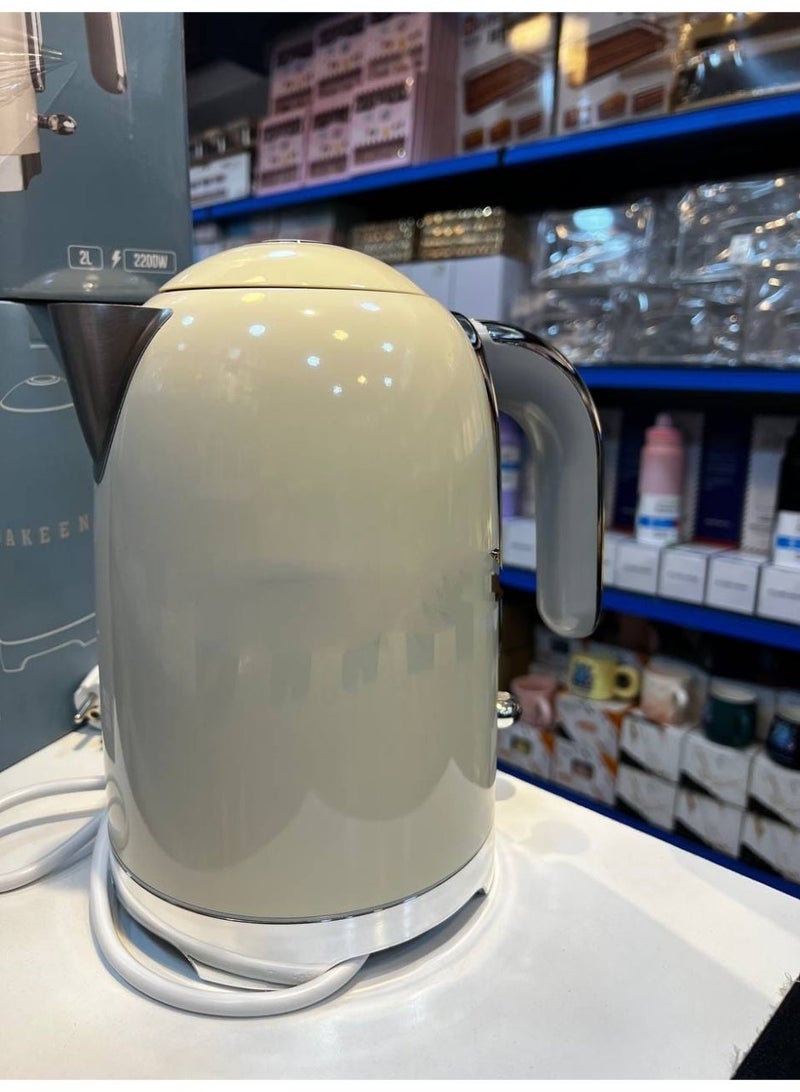 50s Retro Style Stainless Steel Kettle with 7 Heat Failure Settings, 2L Capacity with Water Level Gauge, 360 Degree Rotating Base, Pastel 2200W Warranty - Image 4