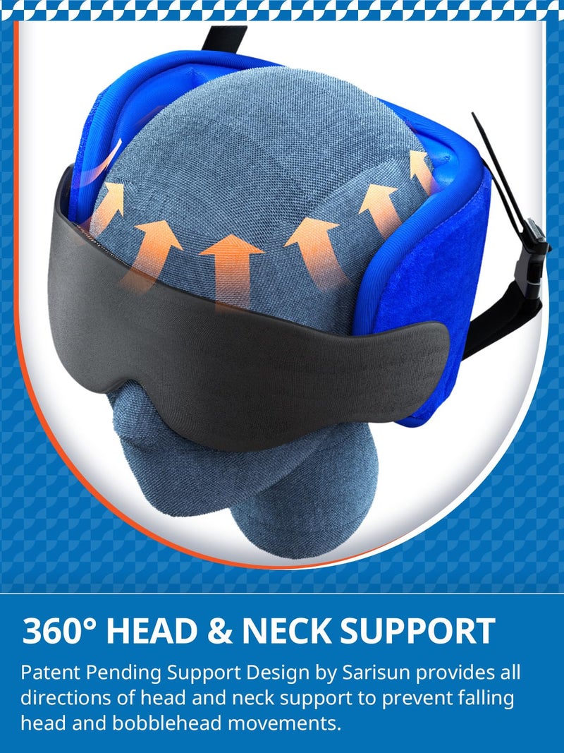 SARISUN Travel Pillows for Airplanes, Airplane Pillow for Long Flight, Airplane Head Strap with Sleep Eye Mask, 360Â° Headrest for Car Trip, Stop Bobblehead, Mottled Grey - Image 5