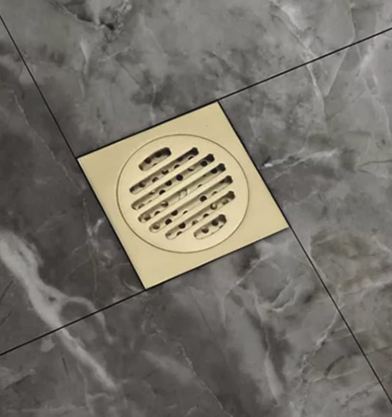 24x7 eMall 24x7 eMall Golden Drain 4 x 4 Gold Floor Drain Shower Channel Water Drainer for Bathroom with AntiFoul Cockroach Trap  - Image 3