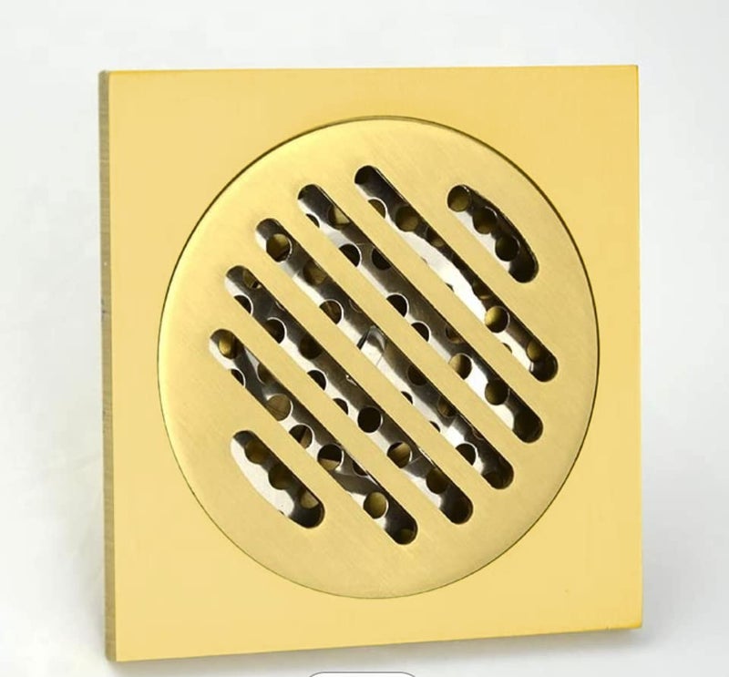 24x7 eMall 24x7 eMall Golden Drain 4 x 4 Gold Floor Drain Shower Channel Water Drainer for Bathroom with AntiFoul Cockroach Trap  - Image 1