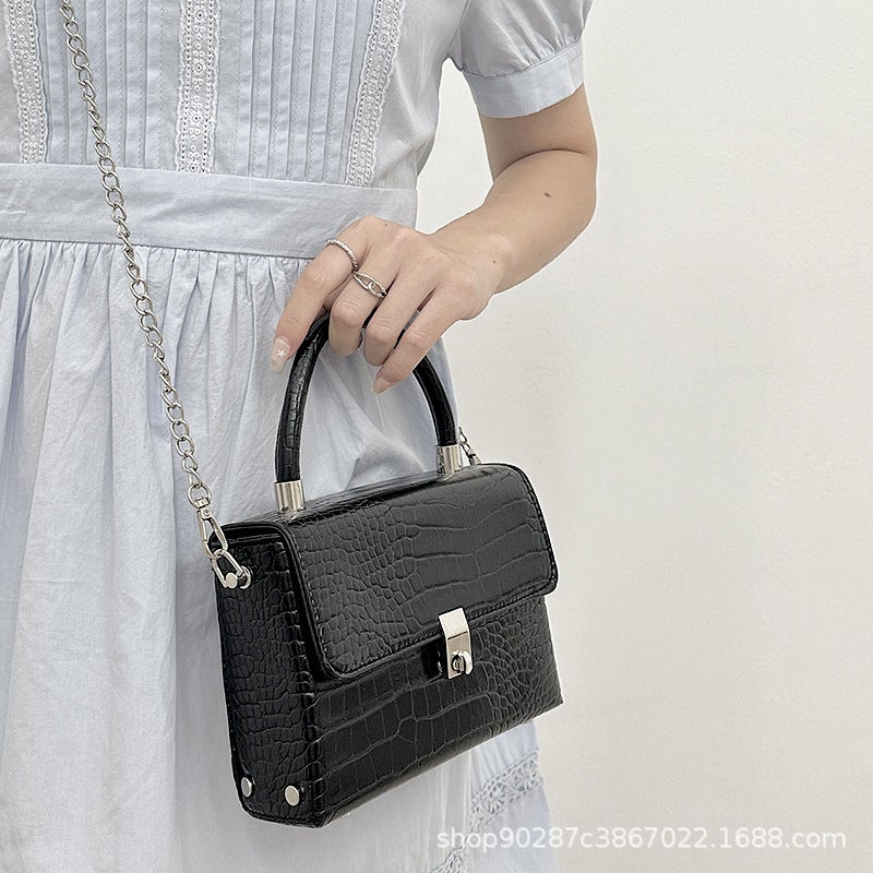 Handbag, Chain Bag, Crocodile Pattern Small Square Bag, Summer Fashion Small Bag, Women'S Shoulder Crossbody Bag, Fresh And Sweet - Image 4