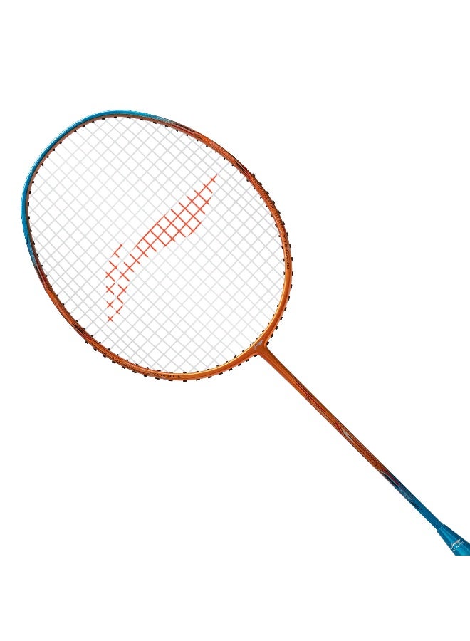 Li-Ning Super Series SS100 Carbon Graphite Badminton Strung Badminton Racket with Full Racket Cover ( Amber/Blue) - Image 1