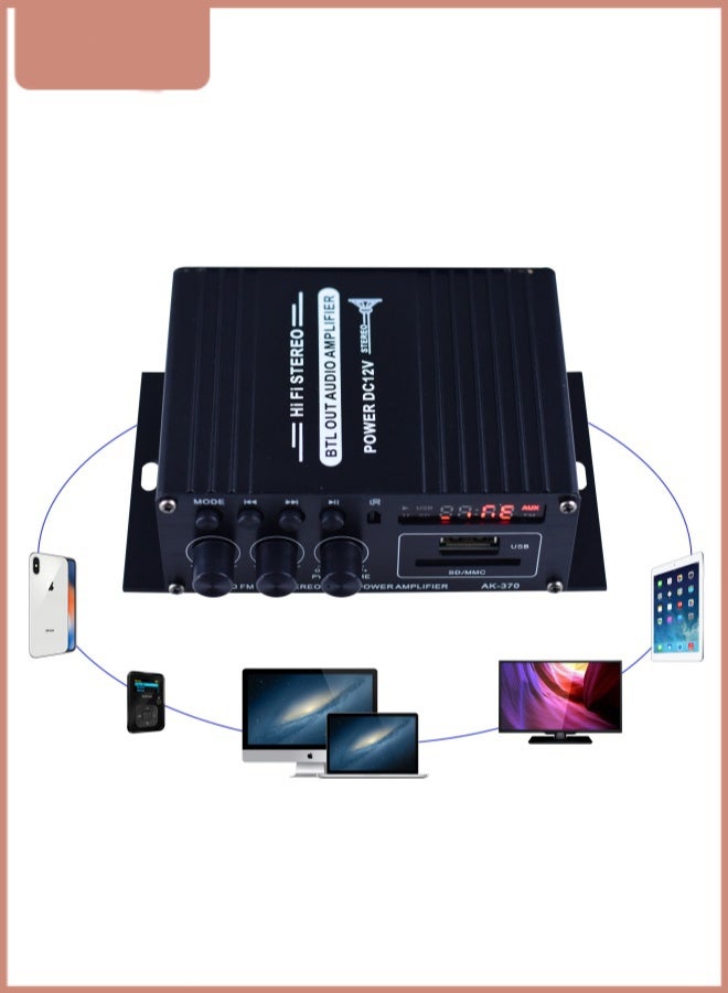 مضخم صوت 12 فولت للسيارة، مستقبل ستيريو HiFi مع راديو FM ومشغل MP3 - Image 5
