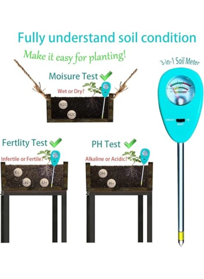 Generic Soil Moisture Meter, 3-in-1 Soil PH Fertility/Nutrients Tester, Soil Test for Indoor/Outdoor Plants, Garden, Farm, Lawn Care, No Batteries Required, Gifts for Plants Lover  - Image 2