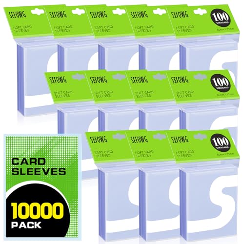 SEFOWG 10000ct Clear Card Sleeves for Trading Cards Baseball Sports Soft Sleeves Ultra Soft Plastic Card Protector Sleeve for Football MTG PKM Game Standard Cards - Image 1