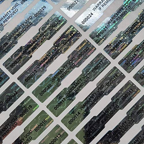 TLK&FBB 540 Tamper Proof Hologram Stickers High Security Tamper Evident Seal Warranty Void Dogbone Original Genuine Authentic Holographic Labels w/Unique Sequential Serial Numbering 2x0.4 (Silver Honeycomb) - Image 1
